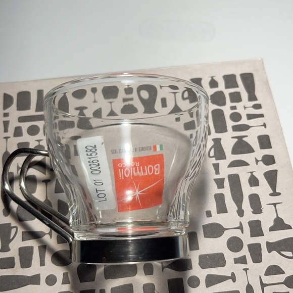 Bormioli Rocco Verdi Espresso Cup W/ Stainless Steel Handle Set of 4 Gift Boxed - Picture 10 of 14